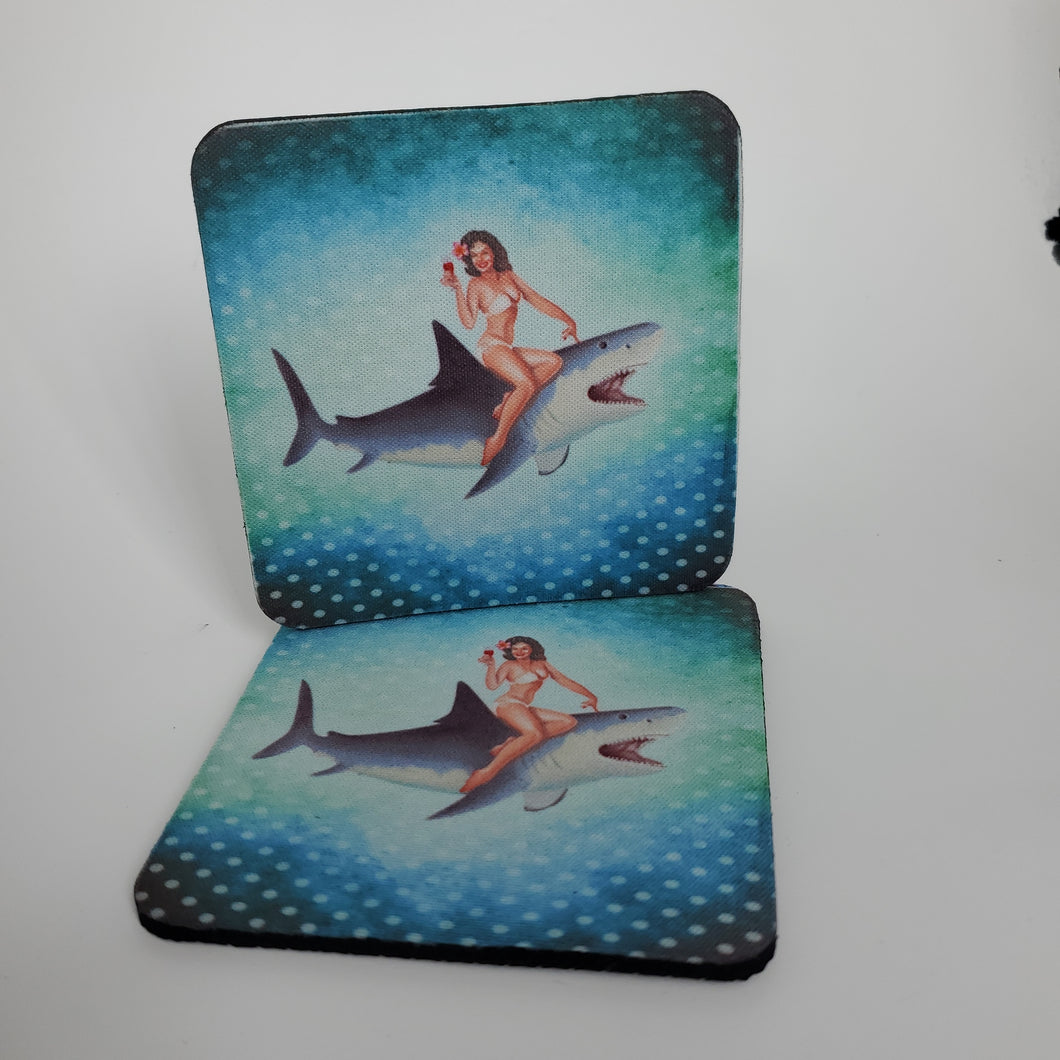 Pin Up Shark Foam Coaster