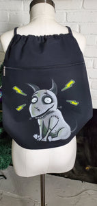 Zombie dog draw string backpack with zipper