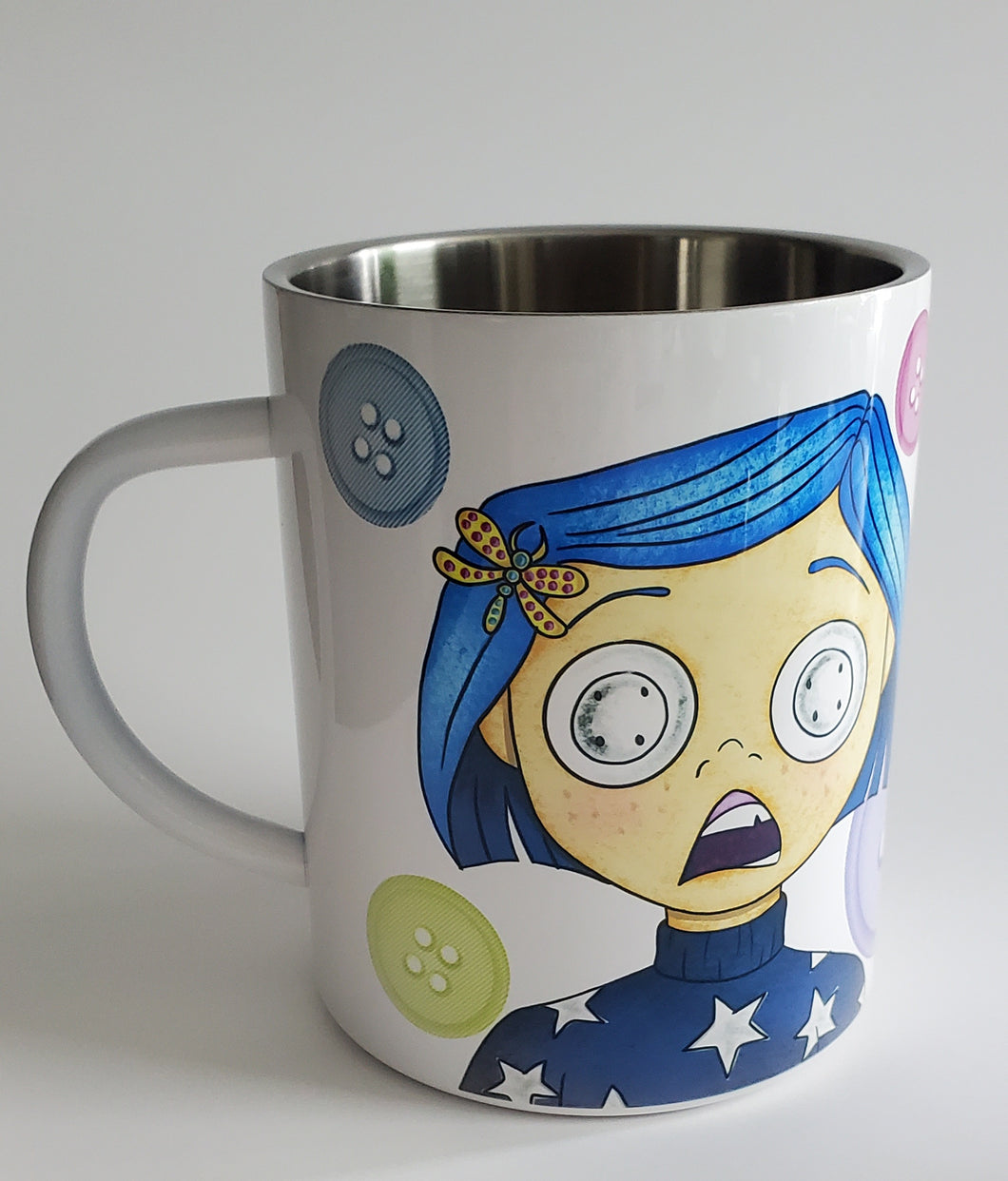 Stainless Steel  mug Buttob Girl