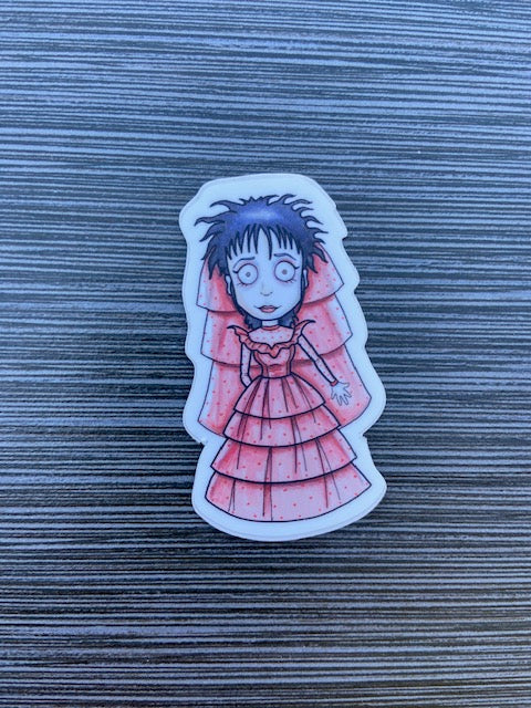 Girl in red dress Vinyl Sticker